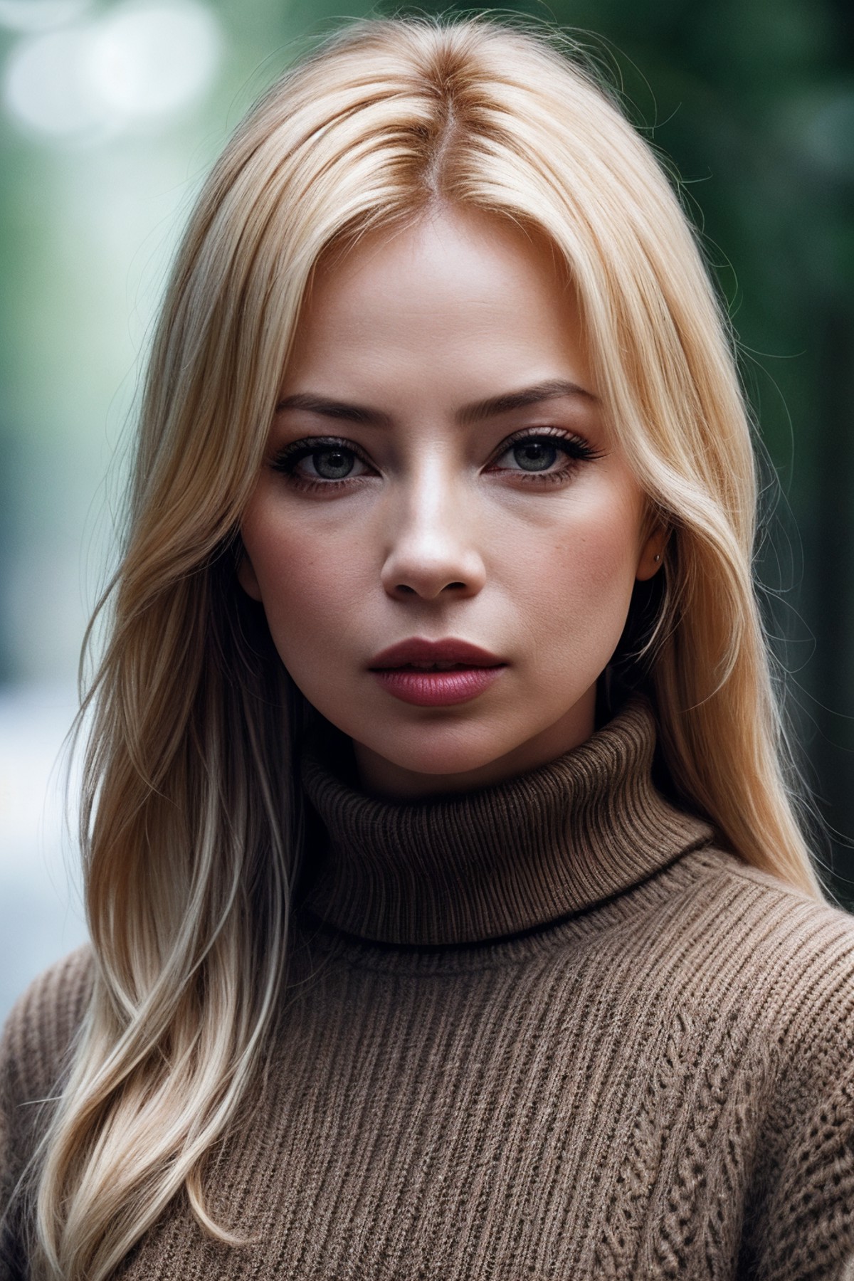 photo of beautiful (tl0rds-130:0.99), a woman with perfect blonde hair, wearing Coyote Brown (turtleneck:1.1),  (ship:1.1)...
